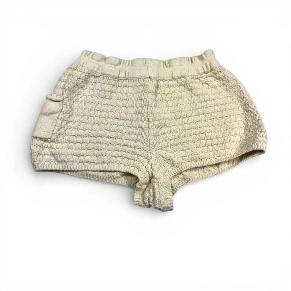 Free People Beach Jacquard Knit Shorts Beige Textured Knit Casual Cozy Comfort S